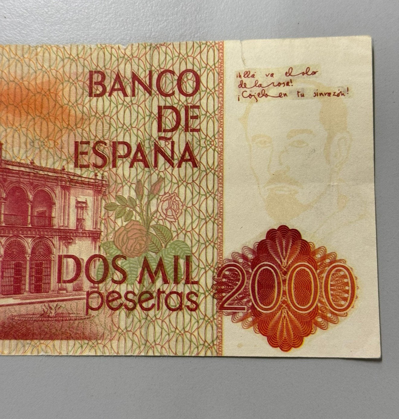 Spanje spaans bank biljet geld 2000 Pesetas 1980 goede staat, Ophalen of Verzenden, Overige landen, Los biljet