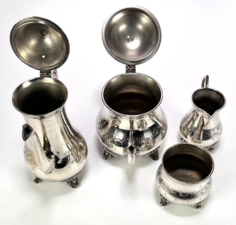 1494. Verzilverd koffie- en theeservies, 20e eeuw, Antiek en Kunst, Antiek | Servies compleet, Ophalen of Verzenden