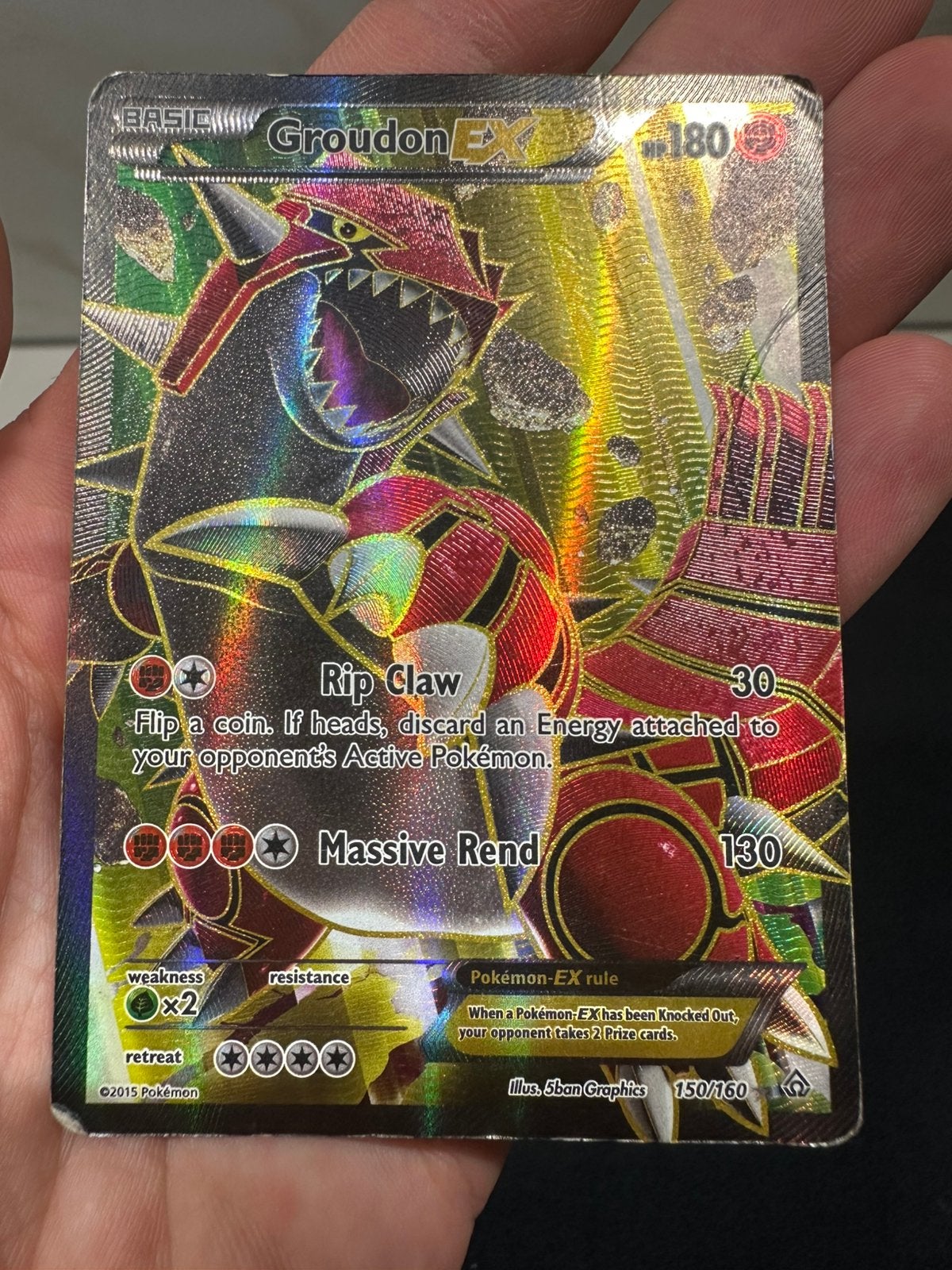 Groudon EX, Ophalen of Verzenden, Gebruikt, Losse kaart, Foil