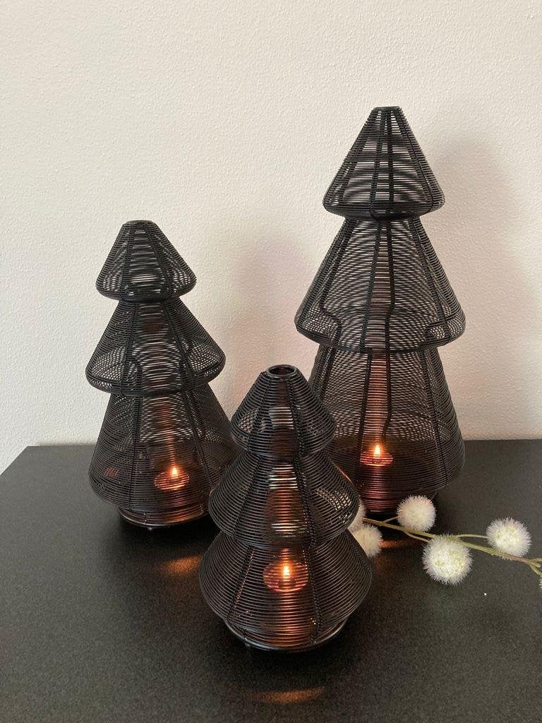Colmore kerstboom waxine houder zwart metaal S-M of L Nieuw, Zwart, Nieuw, Ophalen of Verzenden, 20 cm
