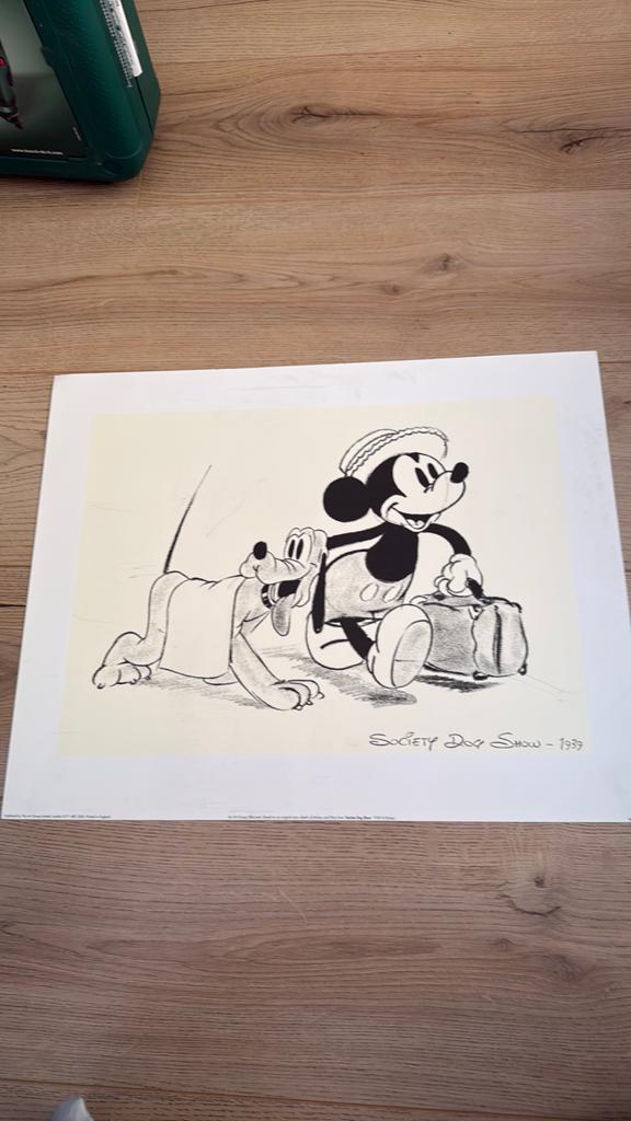 Zeefdruk Mickey Mouse en Pluto (Society Dog Show 1939), Verzamelen, Disney, Ophalen, Mickey Mouse