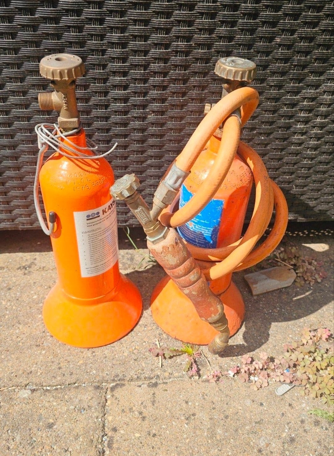 Kayser gasflessen met slang en brander, Doe-het-zelf en Verbouw, Ophalen, Gebruikt, Overige typen, Overige merken