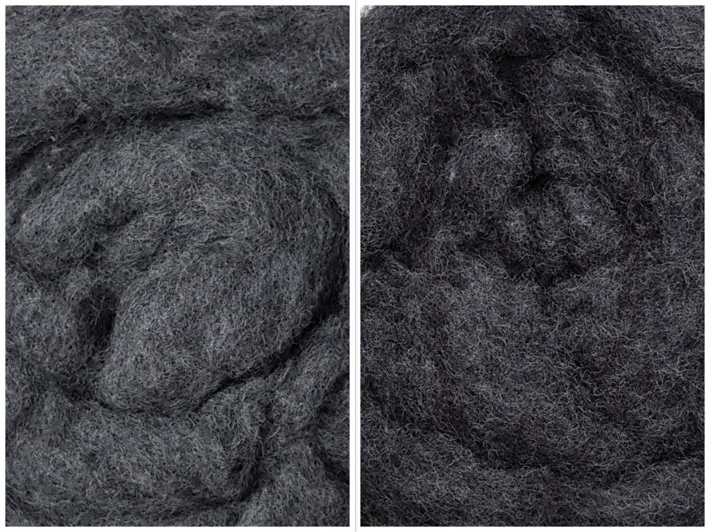 (On)geverfde gekaarde merino wol, wit en wit/zwart gemeleerd, Verzenden, Nieuw, Los Vilt, Linschoten