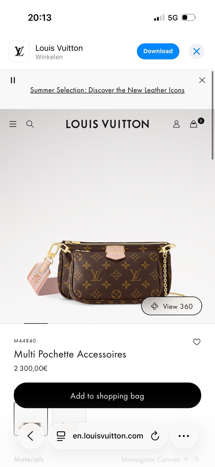 Louis Vuitton multipochete, Ophalen of Verzenden, Zo goed als nieuw, Bruin, Handtas