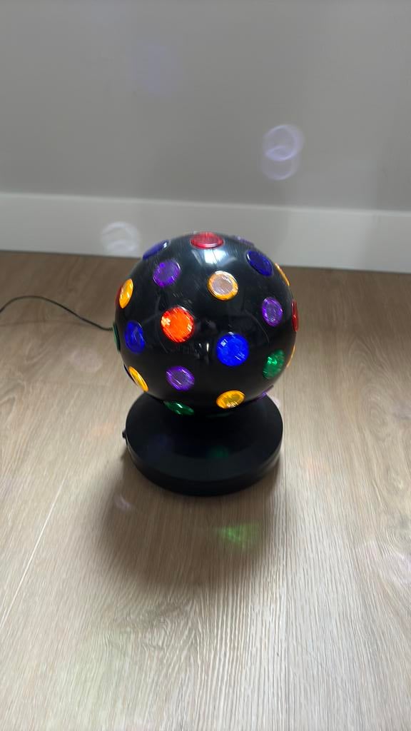 Discolamp 25 cm zwart met aan/uit schakelaar en netsnoer, Ophalen, Zo goed als nieuw, Discobol, Kleur