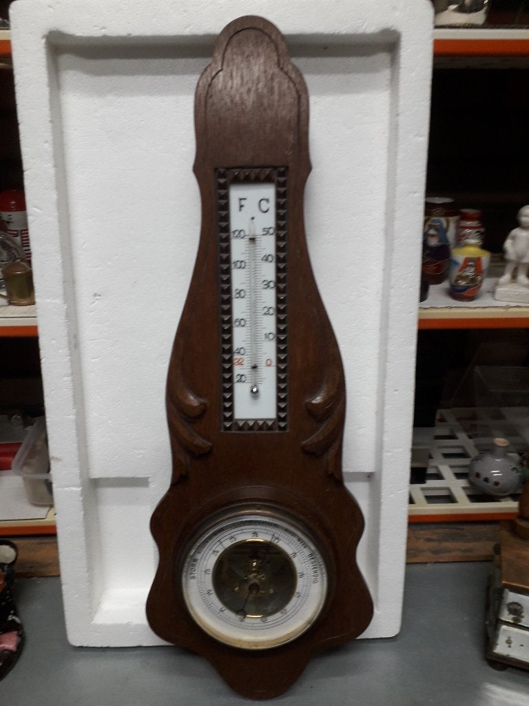 ANTIEKE HOLLANDSE ART DECO THERMO / BAROMETER IN GOEDE STAAT, Ophalen of Verzenden