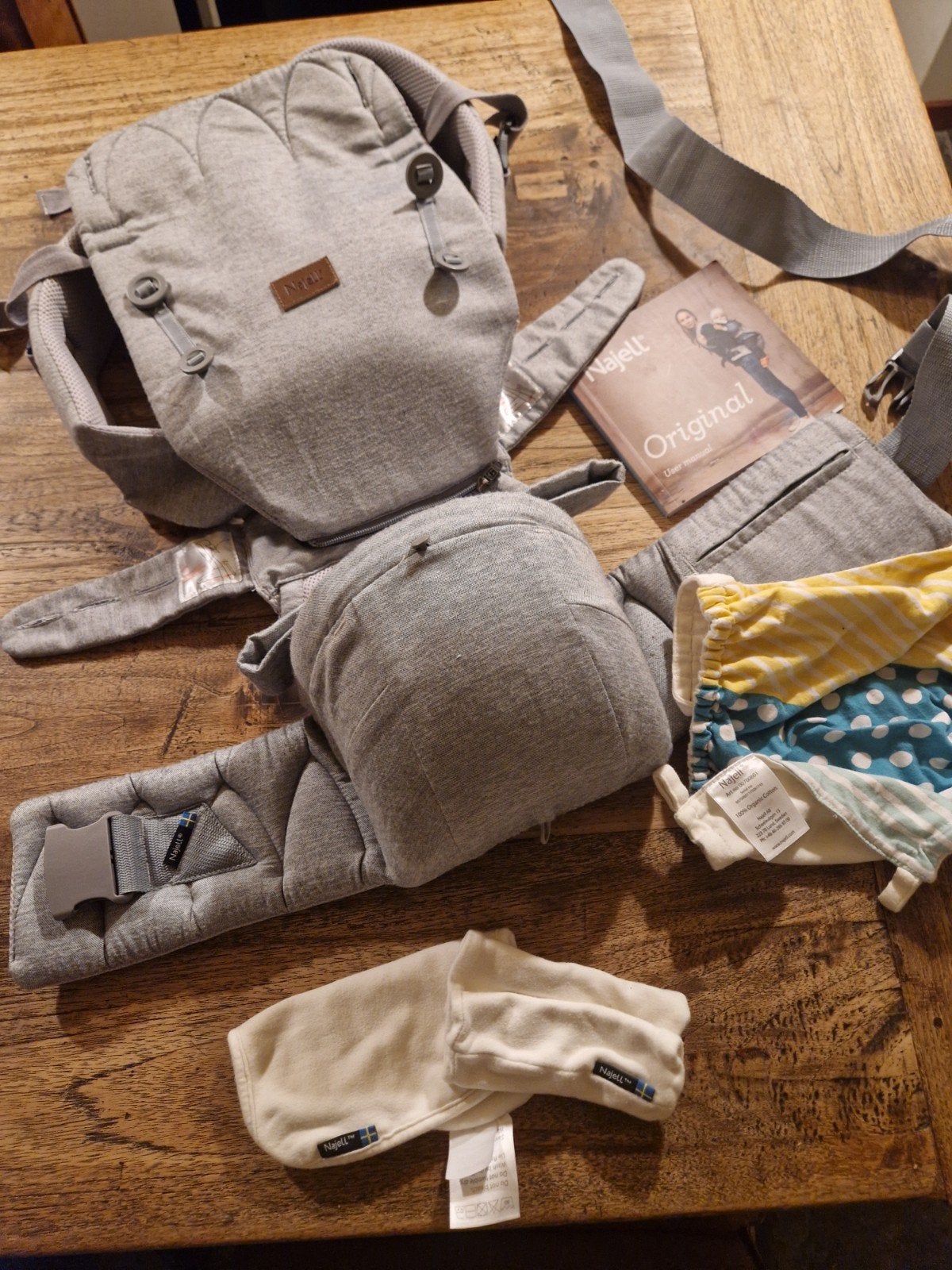 Najell Original draagzak grijs, Kinderen en Baby's, Overige merken, Buik of Rug, Ophalen of Verzenden, Zo goed als nieuw