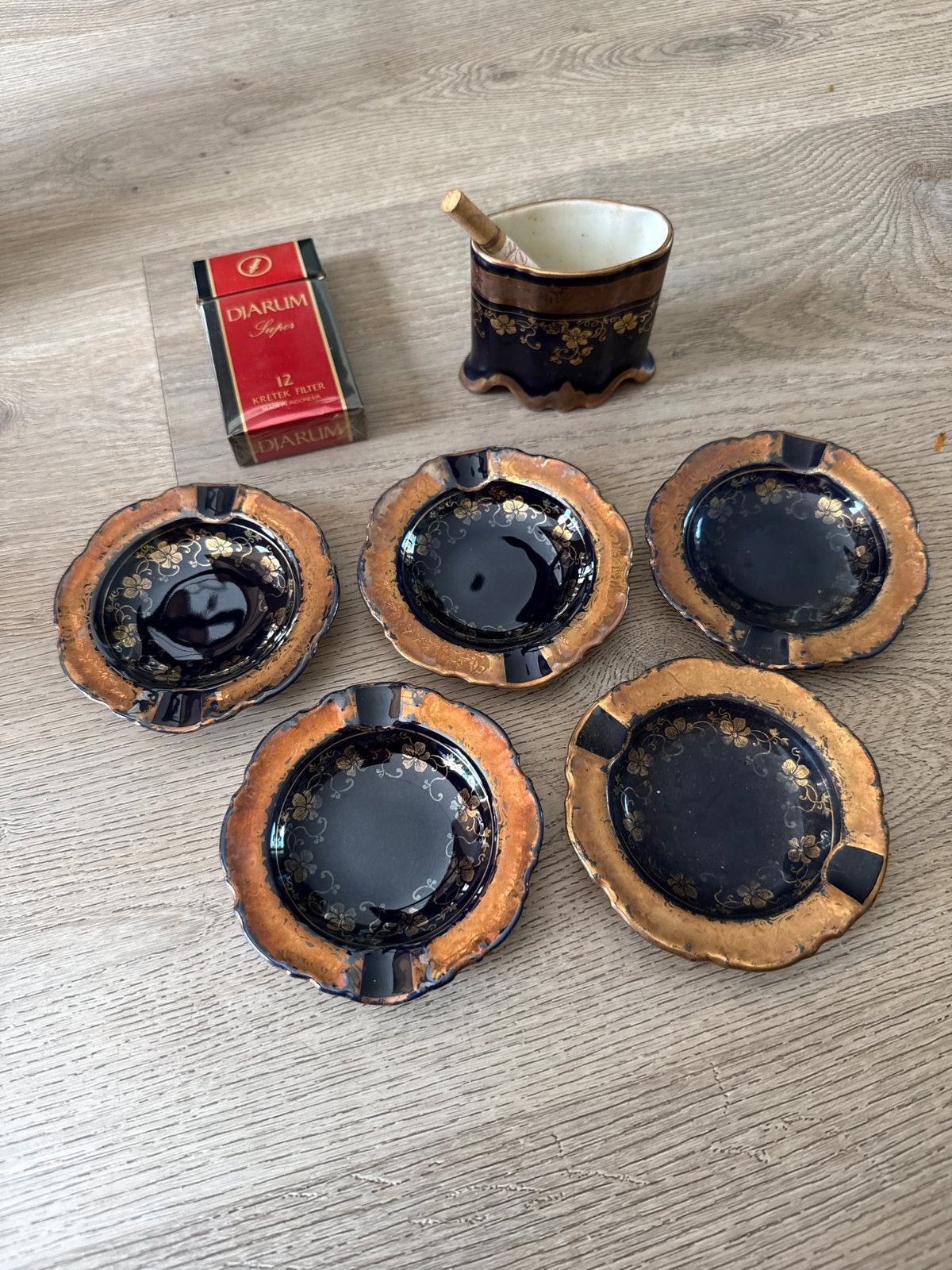 Vintage Alka Kunst Bavaria "Rio" porseleinen rokersset, Ophalen of Verzenden, Gebruikt