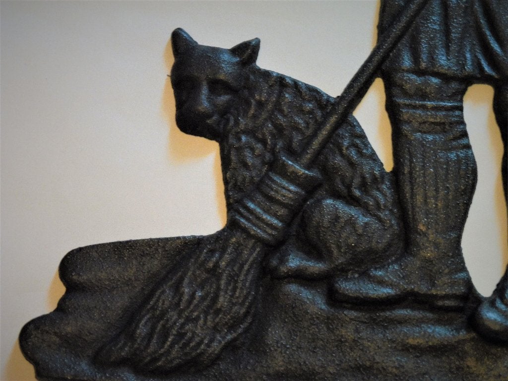 Gietijzeren plaquette van een man met zijn hond, Antiek en Kunst, Ophalen of Verzenden