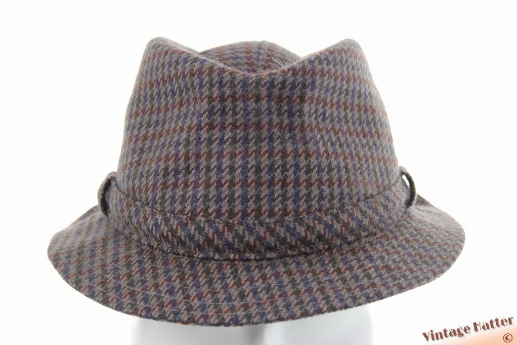 Vintage Vissers trilby lavendelgrijs met blauw wol Zweden 57, Ophalen of Verzenden, Gedragen, 57 cm (M, 7⅛ inch) of minder, Hoed