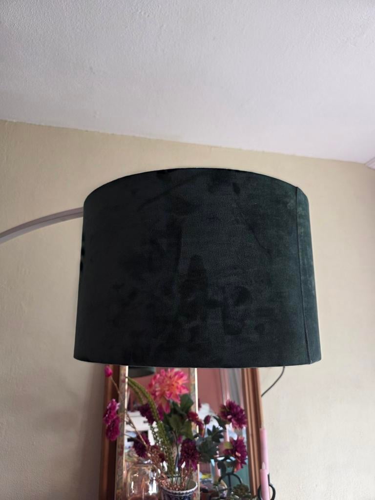 Velvet groene lampenkap 40 cm, Ophalen, Zo goed als nieuw, Groen, Rond