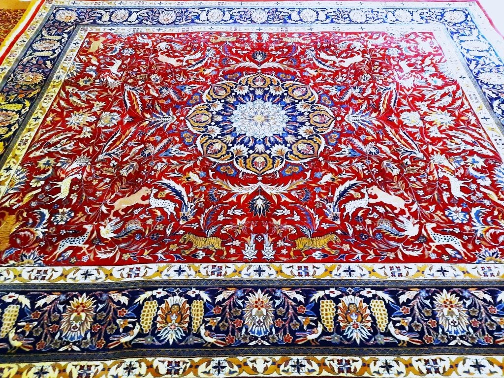 Fraai Perzische handgeknoopt tapijt (Isfahan) 305 x 245 cm, Ophalen, Zo goed als nieuw, 200 cm of meer, Rechthoekig