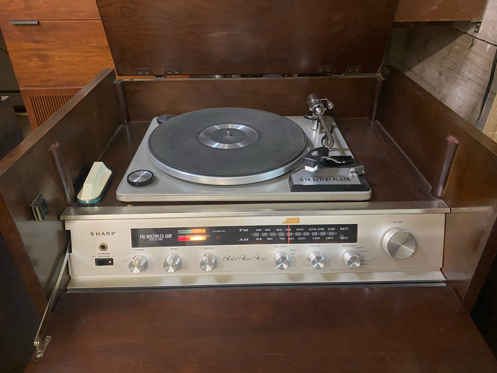 Sharp GS 5800 Stereo Console uit 1968 - Vintage Platenspeler, Gebruikt, Automatisch, Platenspeler, Ophalen