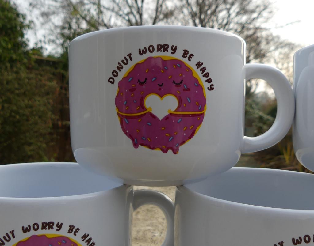 Donut Worry Be Happy Food / Soep / Snack Kom, Ophalen of Verzenden, Nieuw, Aardewerk, Bord(en)
