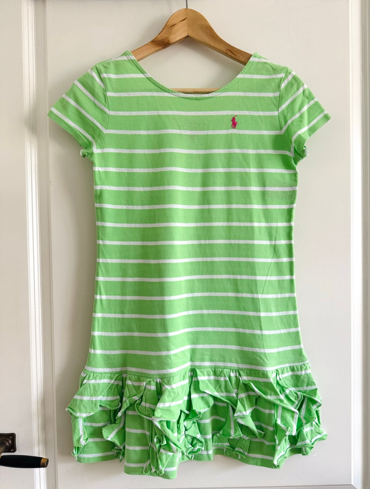 Ralph Lauren gestreepte jurk groen wit maat L (12-14), Ophalen of Verzenden