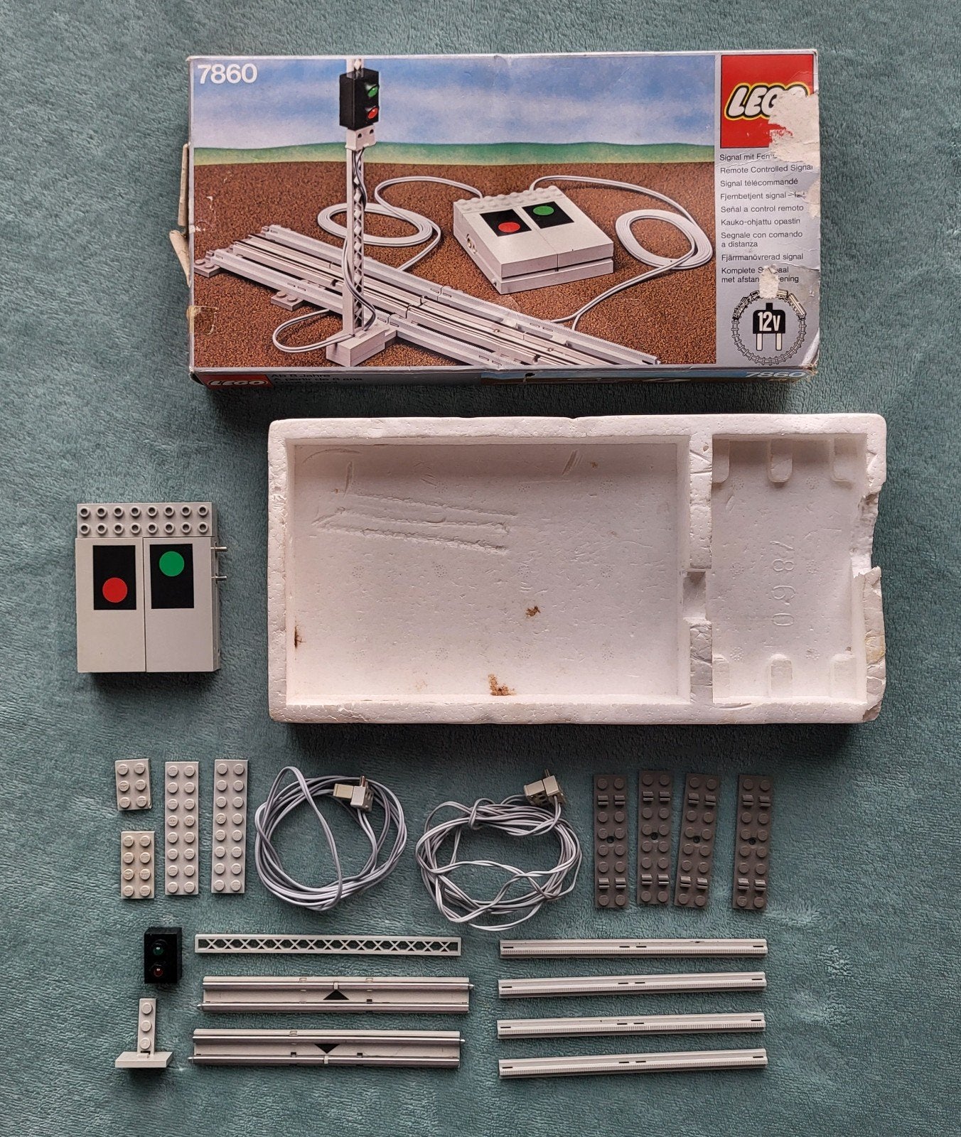 Lego trein 12 Volt rails stoplicht (set 7860) doos + boekje., Kinderen en Baby's, Speelgoed | Duplo en Lego, Compleet, Gebruikt