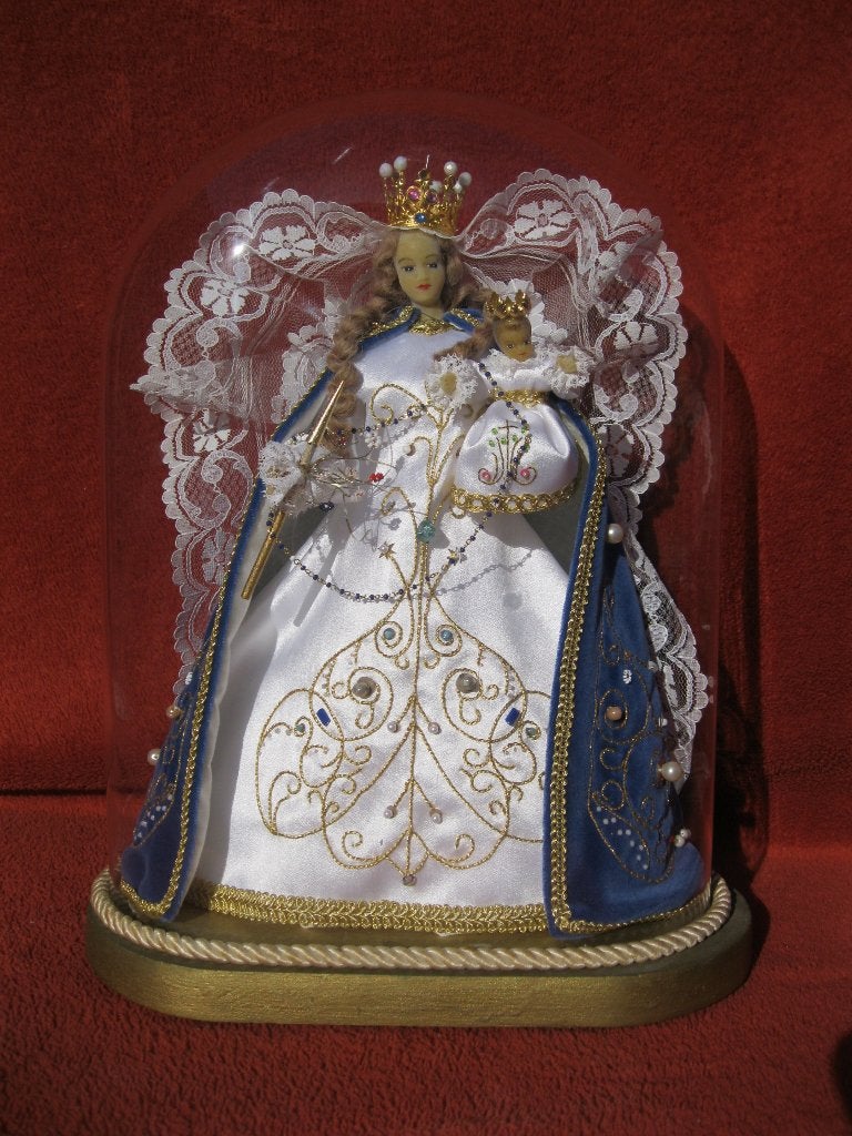 Maria met kindje Jezus onder stolp., Antiek en Kunst, Antiek | Religie, Ophalen