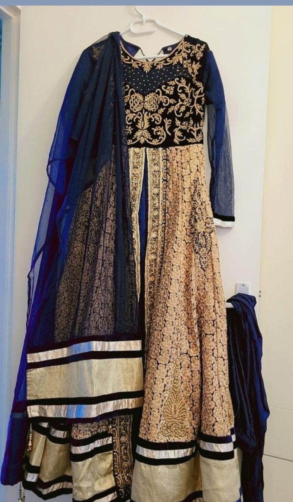 Prachtige Indiase/Pakistaanse jurk - Galajurk, Maat 38/40 (M), Galajurk, Blauw, Ophalen of Verzenden