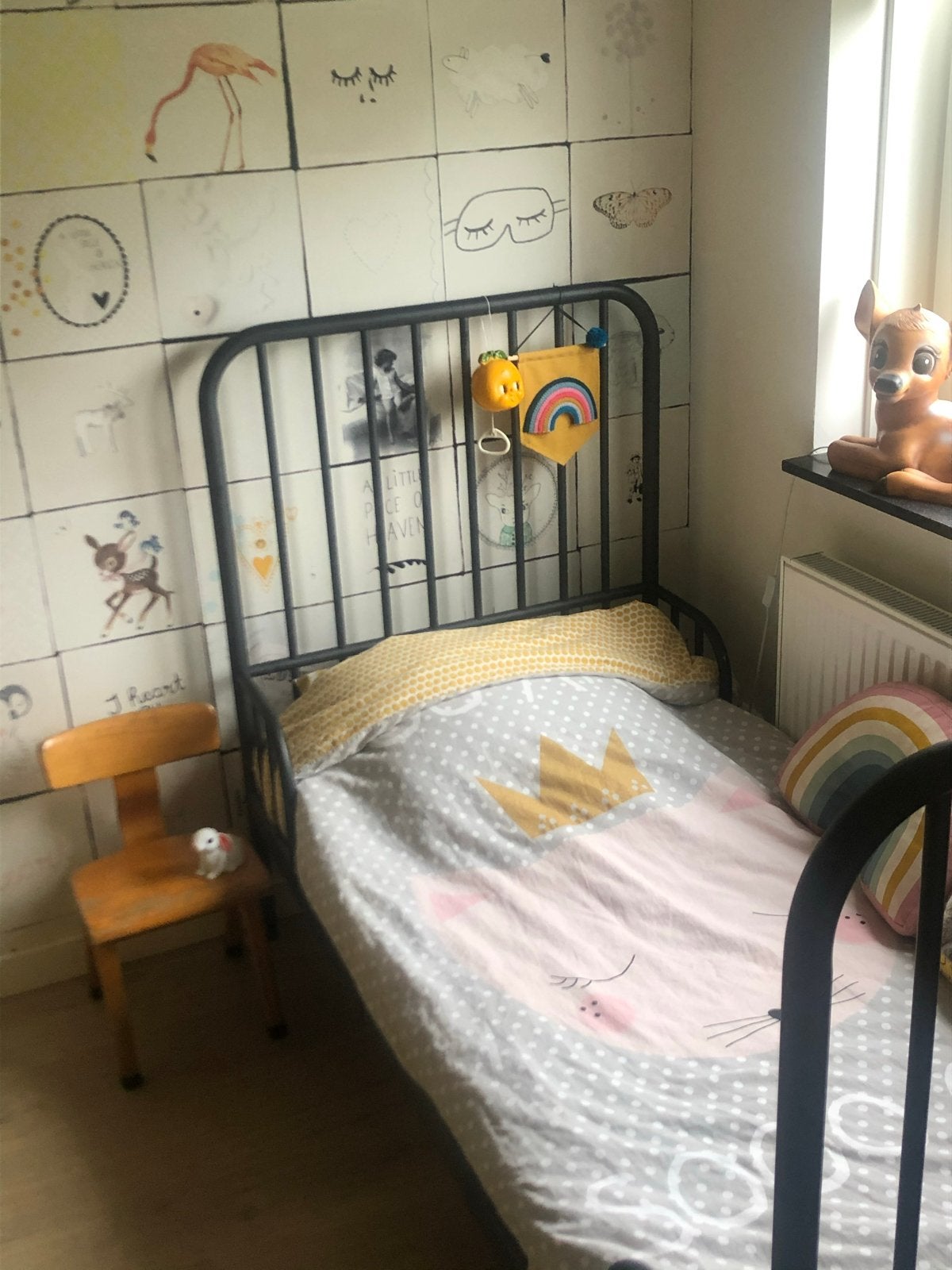 Meegroeibed- eenpersoonsbed (incl. lattenbodem), Huis en Inrichting, Ophalen, Eenpersoons, Zwart, 80 cm