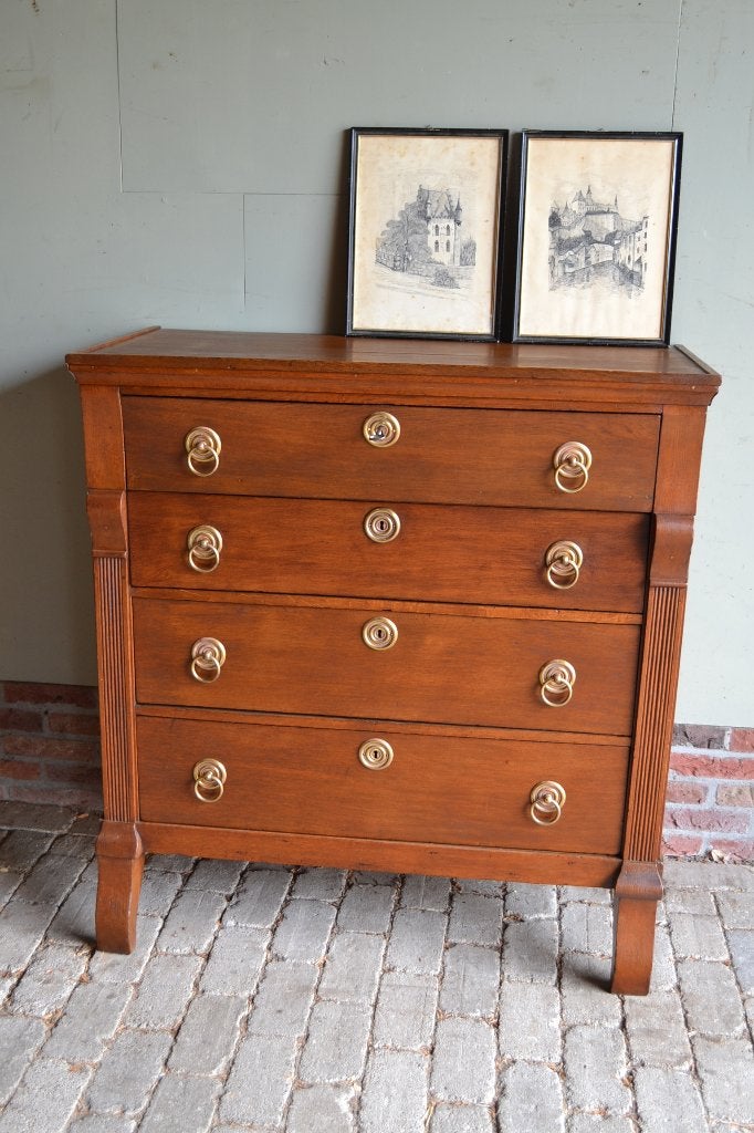 Prachtige antieke eiken houten Empire ladekast, dressoir.