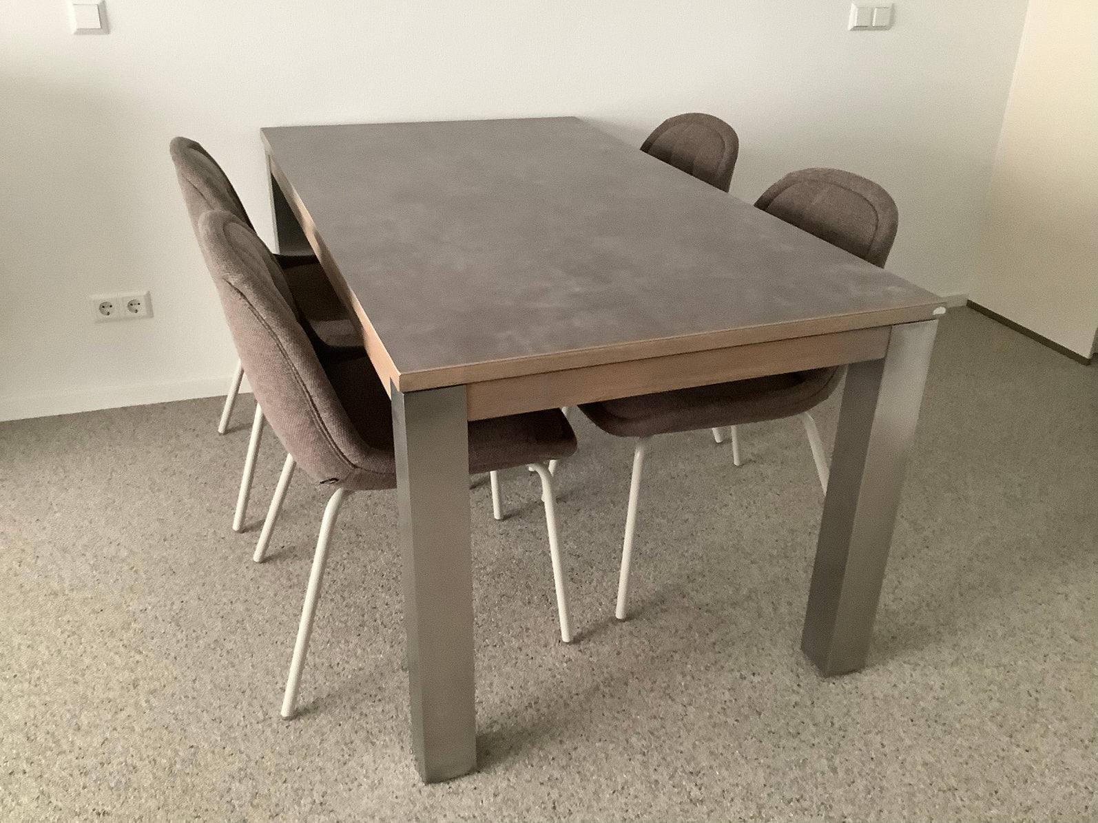 Mooie eetkamertafel met RVS poten, Huis en Inrichting, Tafels | Eettafels, Ophalen, 200 cm of meer, 50 tot 100 cm, Zo goed als nieuw