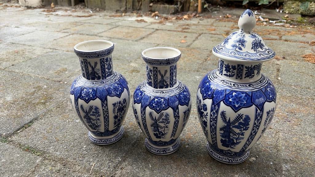Delfs blauw set vazen, Huis en Inrichting, Woonaccessoires | Vazen, Ophalen