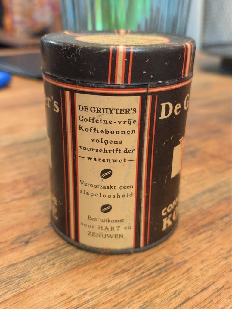 Vintage De Gruyter's Cafeïnevrije Koffieblik, Antiek en Kunst, Ophalen of Verzenden