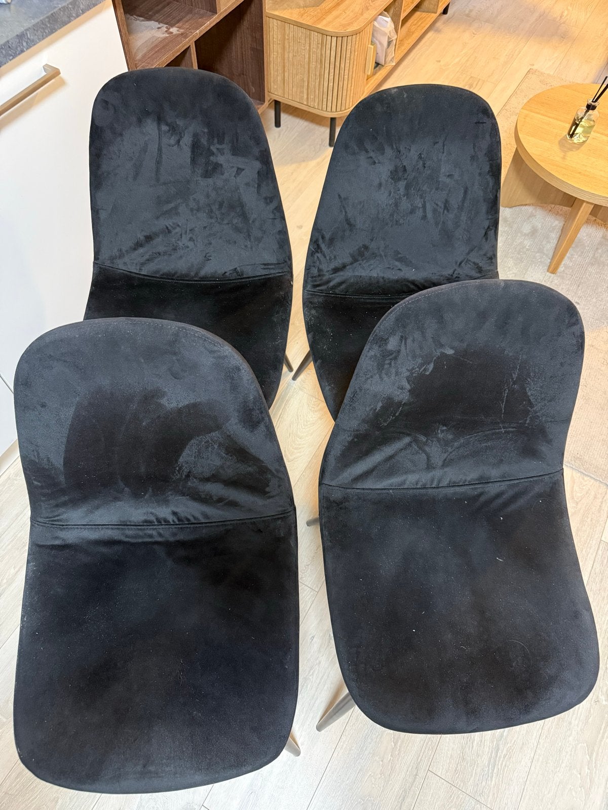 Set van 4 zwarte stoelen, Ophalen, Gebruikt, Zwart, Vier