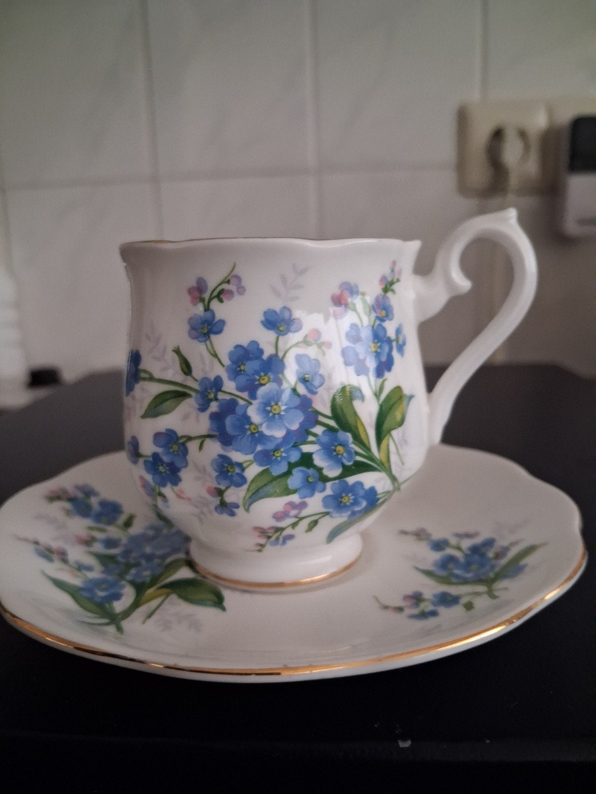 ROYAL ALBERT DAMES KOP EN SCHOTEL FORGET-ME-NOT VINTAGE, Ophalen of Verzenden