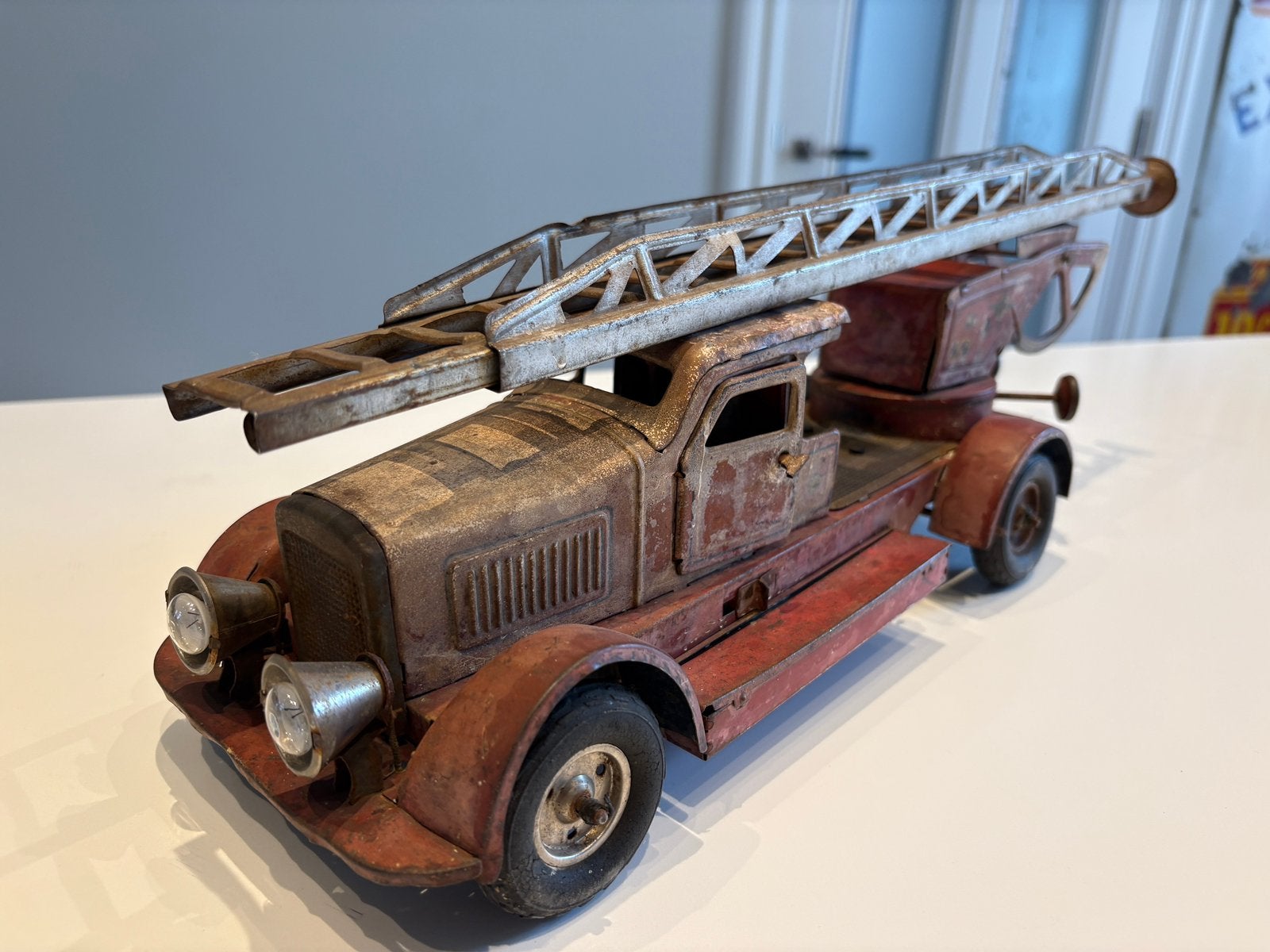 Oude blikken brandweerwagen, Antiek en Kunst, Ophalen of Verzenden
