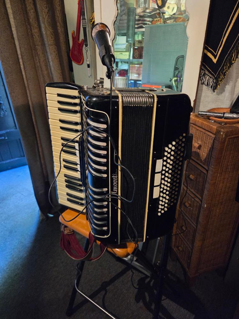 Accordeon, zelfspelend met microfoon en Bluetooth, Gebruikt, Toetsaccordeon, 120-bas, Ophalen