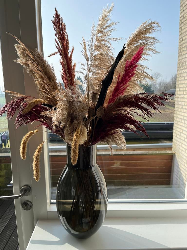 Mooi droogbloemen boeket met vaas, Ophalen, Zo goed als nieuw