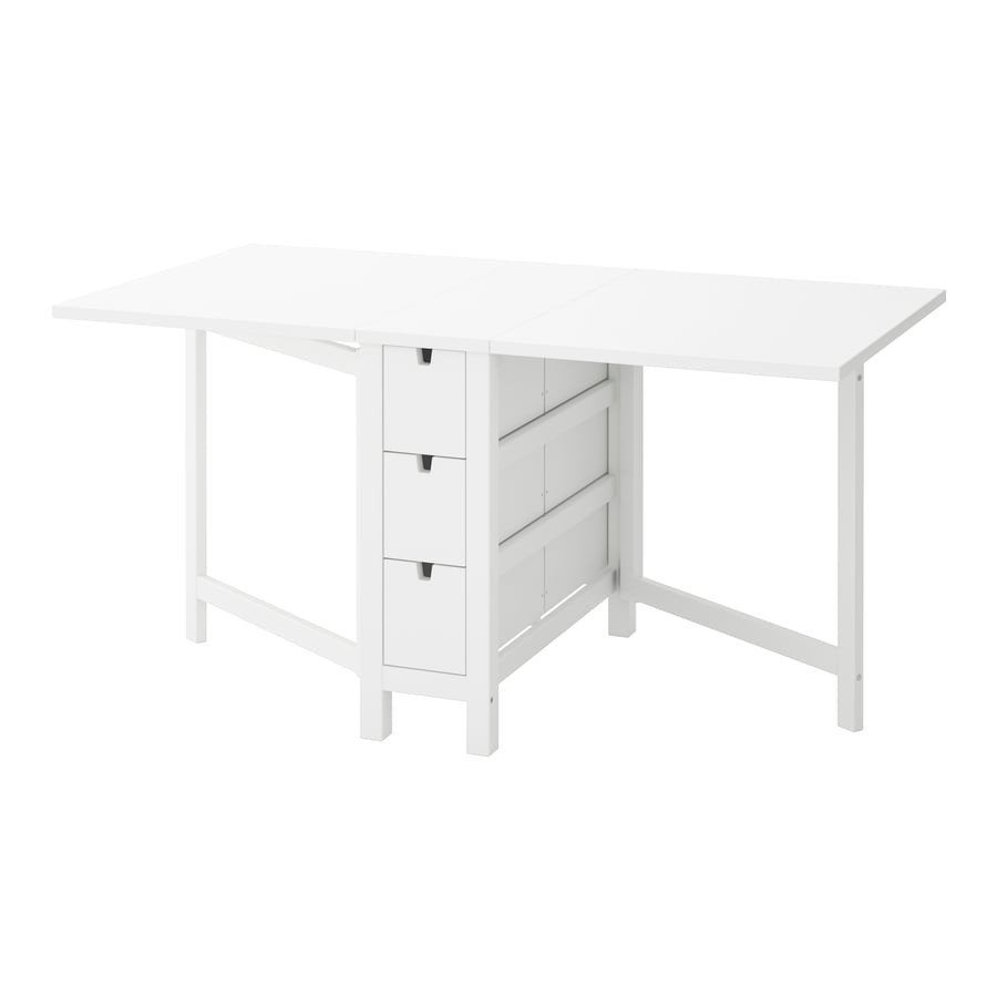 IKEA NORDEN Gateleg tafel wit, Ophalen, Gebruikt, Modern, Scandinavisch, Functioneel, 50 tot 100 cm