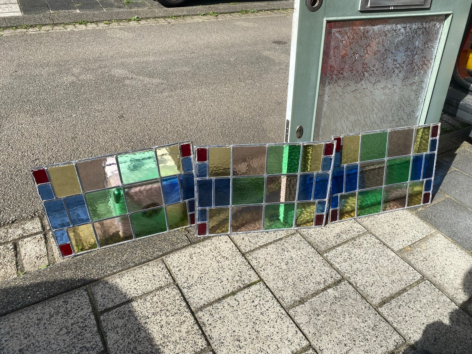 Glas in lood raam - 61x44cm, Ophalen, Gevelraam of Ruit, Gebruikt, Minder dan 80 cm