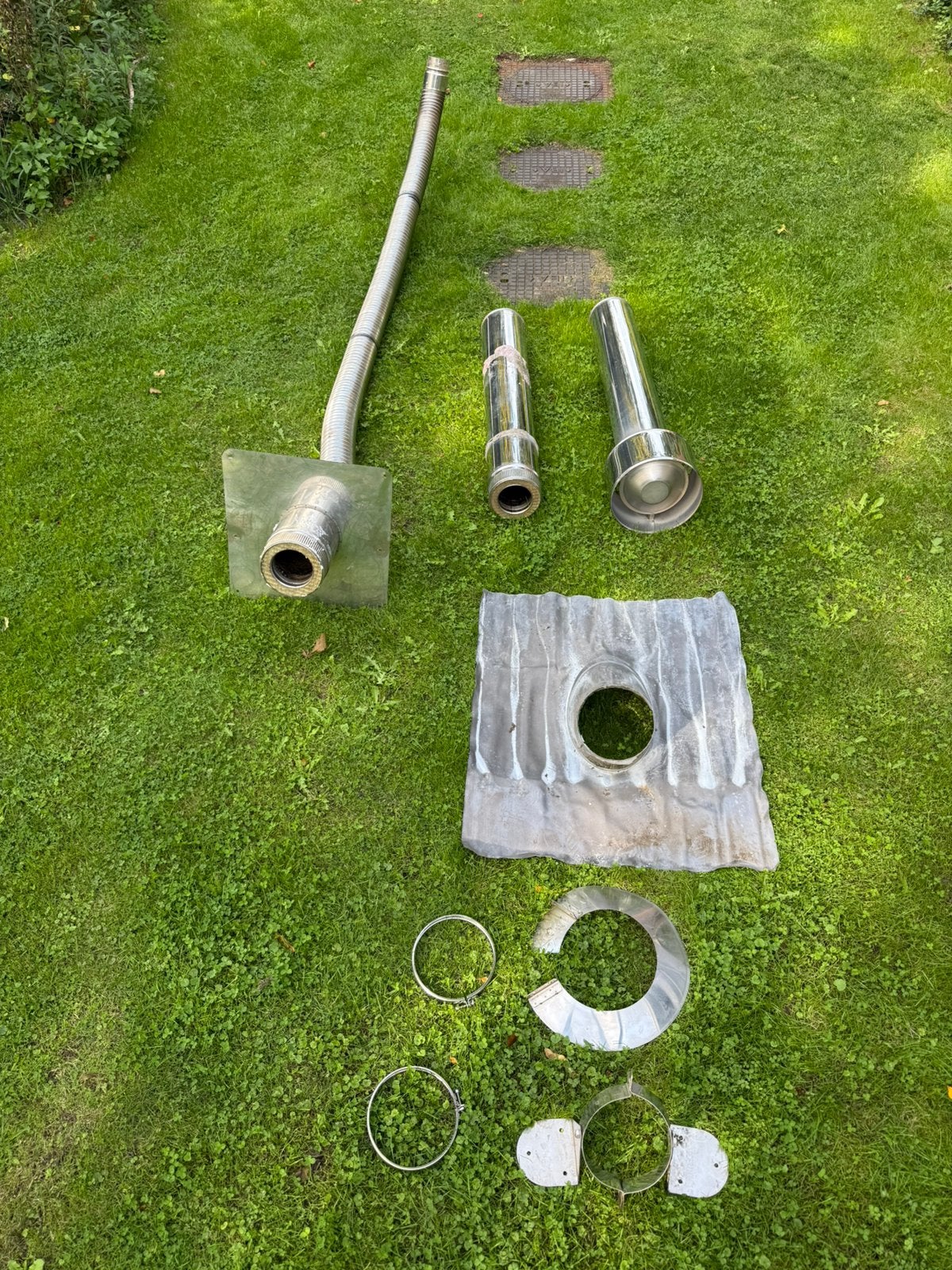 Rookkanaal Pelletkachel  RVS  100mm met dakdoorvoer, Ophalen of Verzenden, Zo goed als nieuw