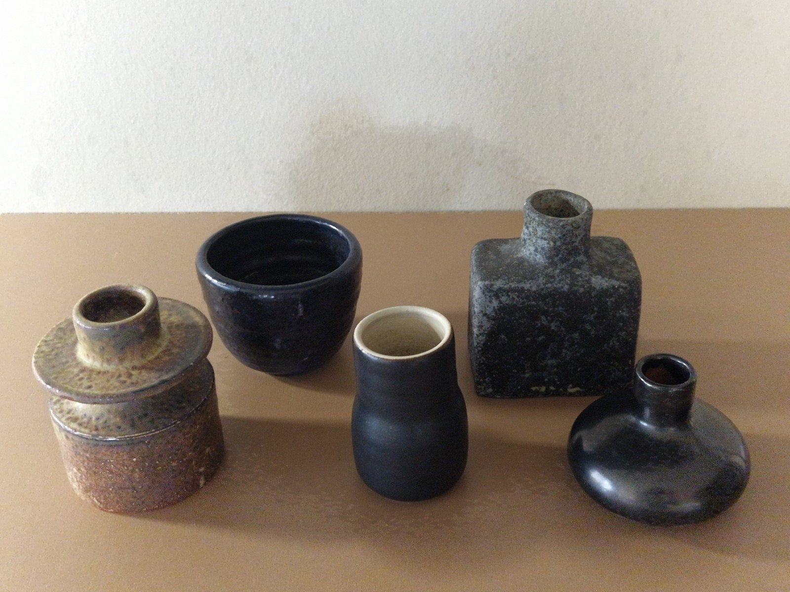 Set van 5 vintage Mobach aardewerk vazen en potten, Ophalen of Verzenden