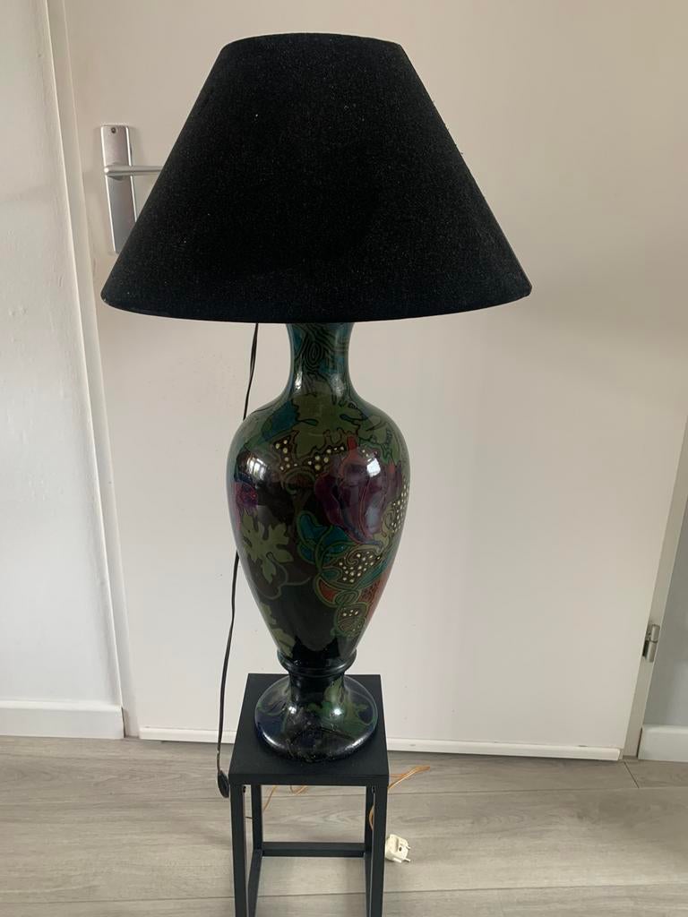 Platelen lamp Gouda Zuid Holland gemerkt  82 cm hoog met kap, Antiek en Kunst, Ophalen