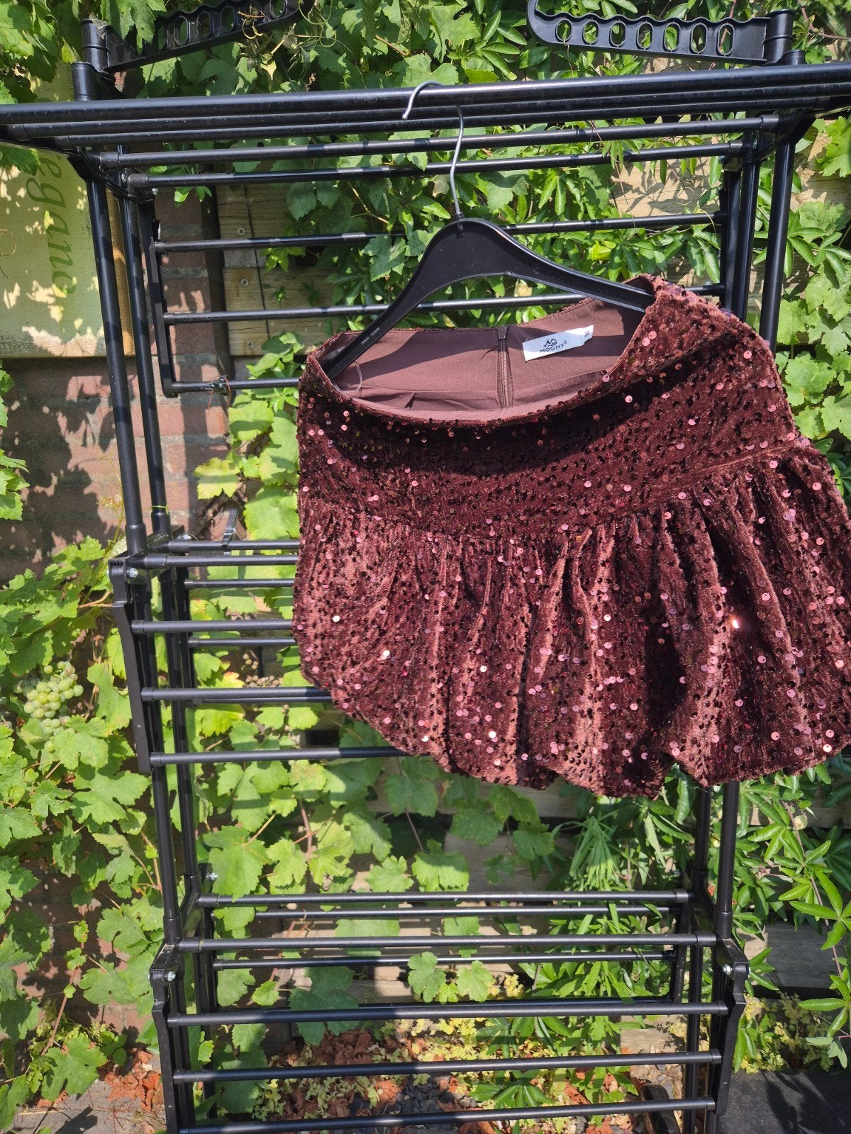 Mochy bruine pailletten mini rok maat M, Maat 38/40 (M), Bruin, Ophalen of Verzenden, Zo goed als nieuw