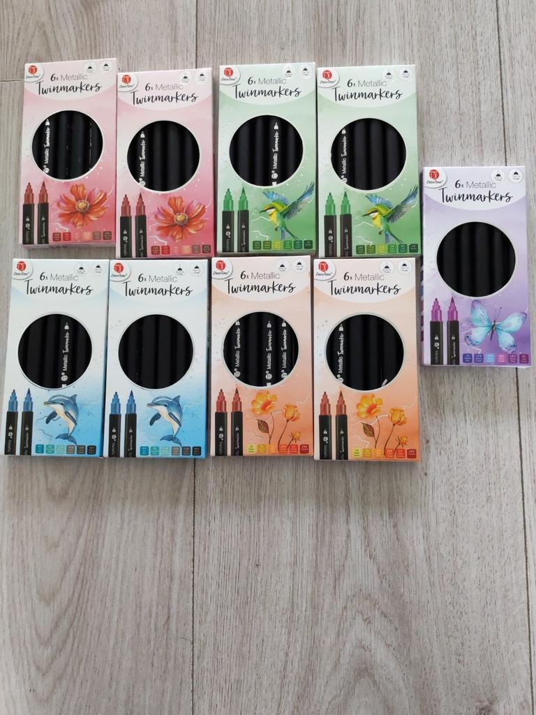 Nieuwe Metallic Twinmarkers - Set van 9 verpakkingen, Ophalen, Nieuw, Potlood of Stift