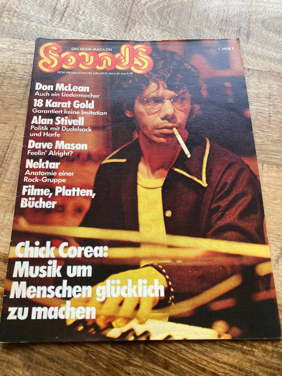 SOUNDS Duits magazine 1974 NEKTAR Dave Mason CHICK COREA, Ophalen of Verzenden, Zo goed als nieuw, Muziek, Film of Tv