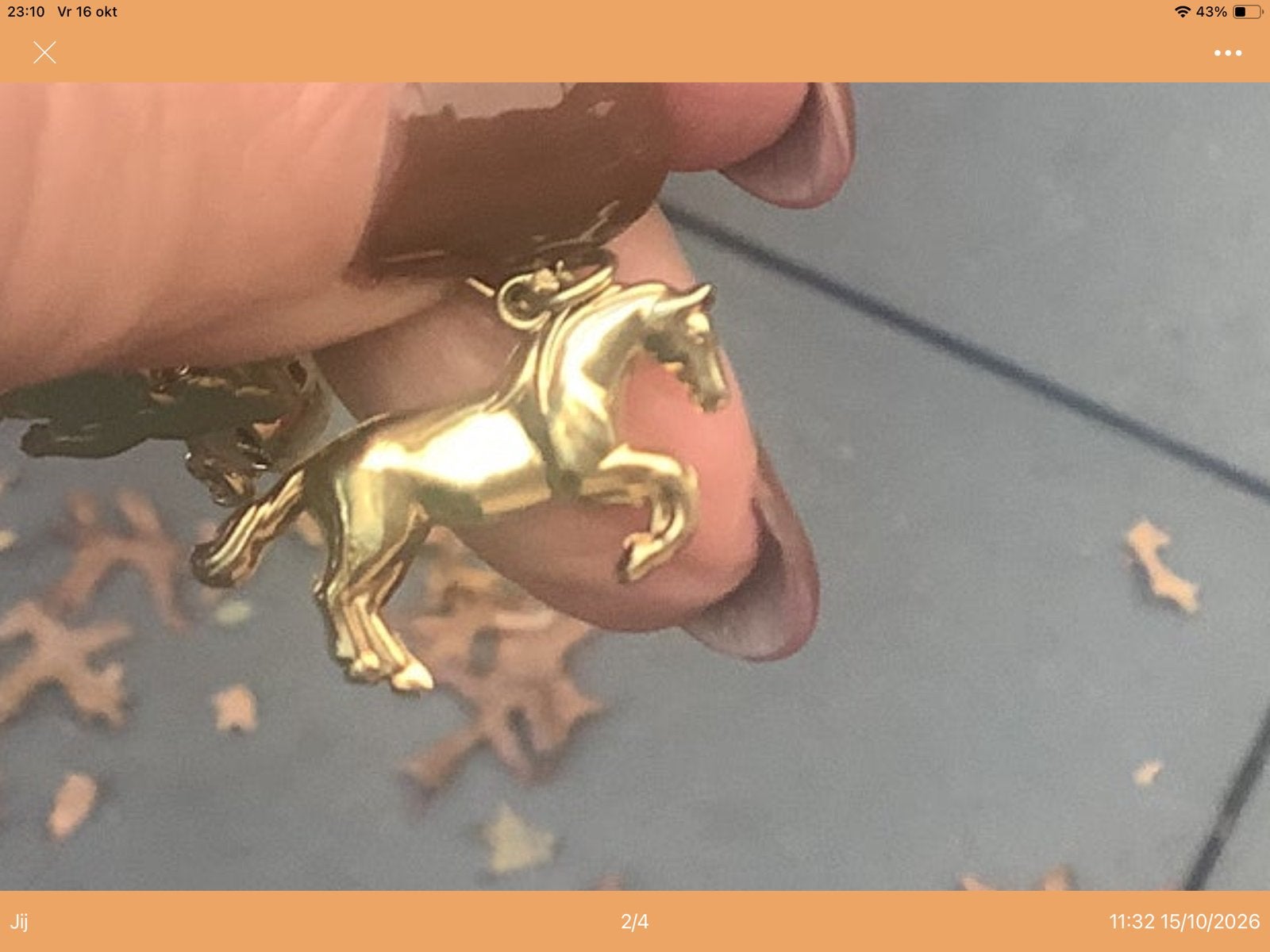 Gouden bedel/hanger PAARD, Ophalen of Verzenden, Zo goed als nieuw, Goud