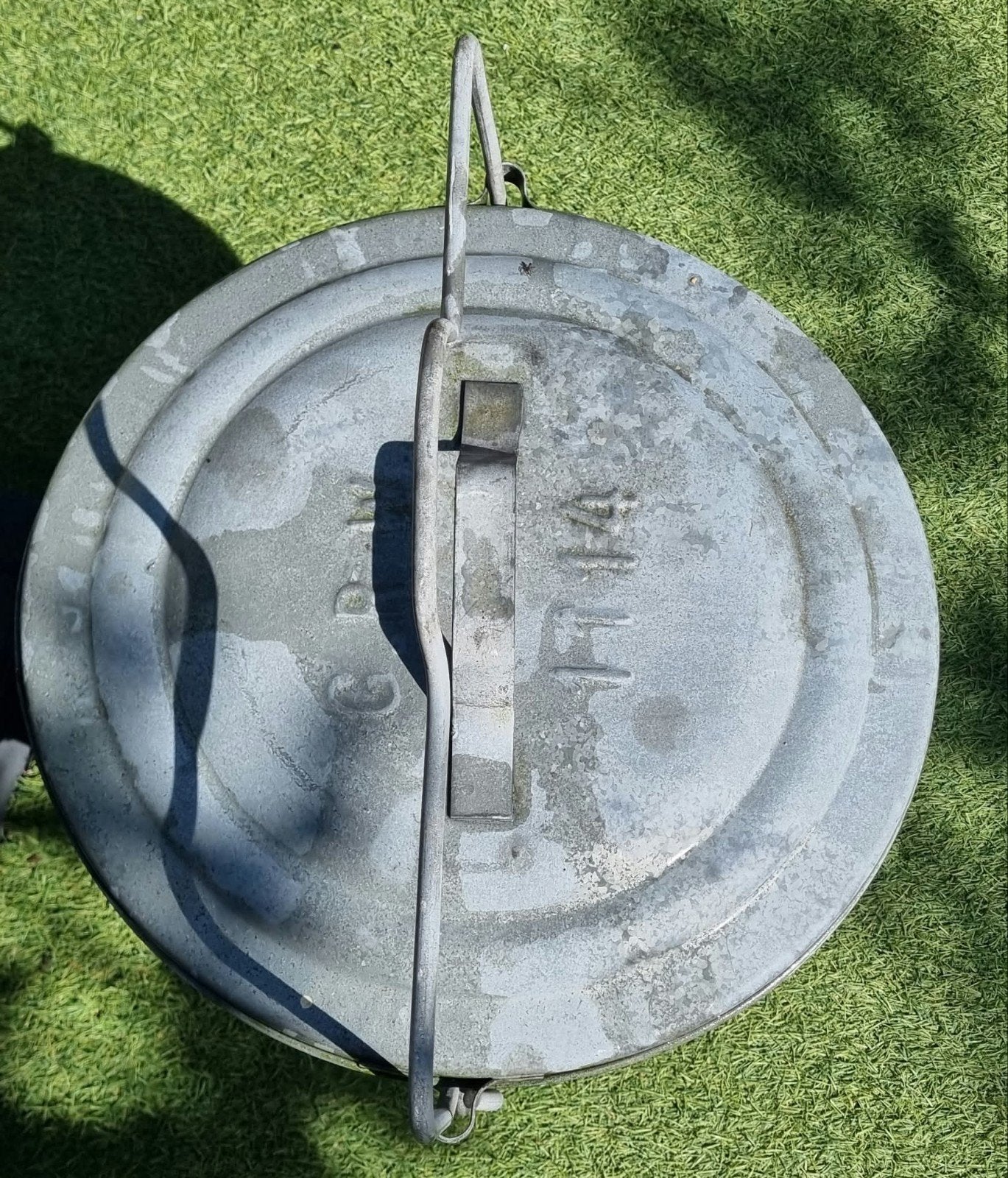Vintage gegalvaniseerde metalen emmer met deksel, Ophalen