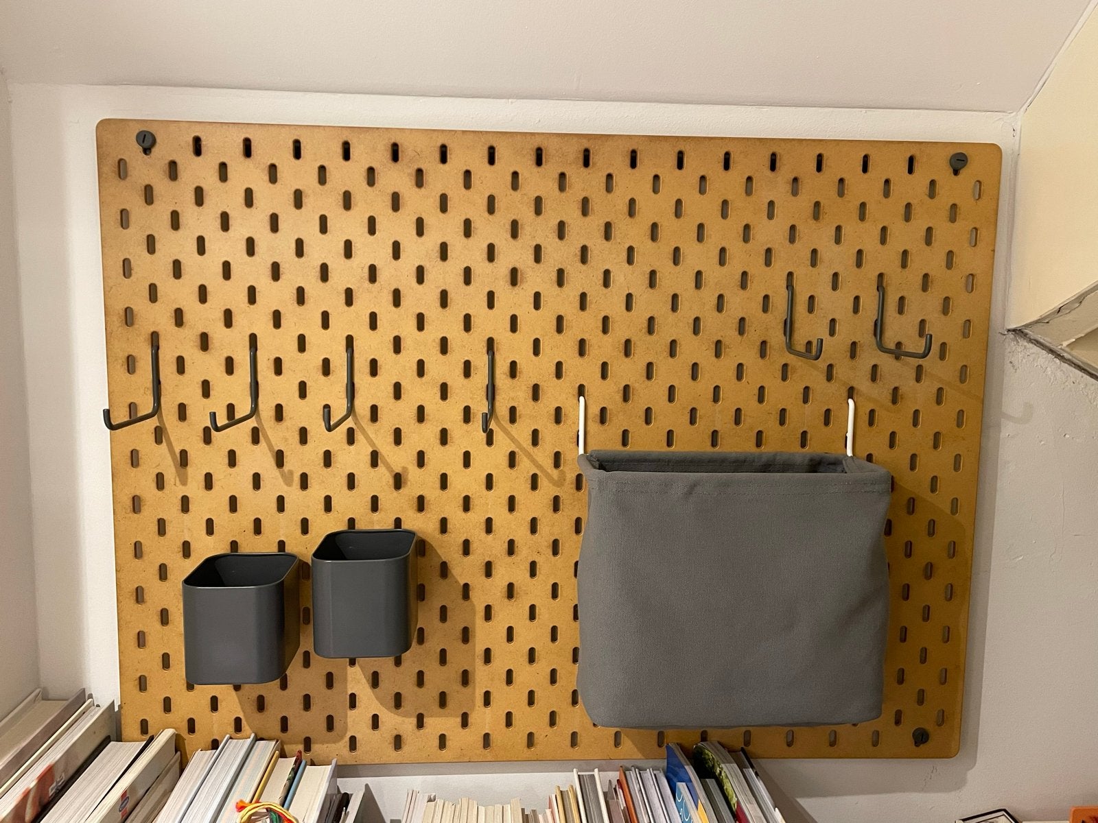 Ikea Skadis wandbord met accessoires, Ophalen, Gebruikt, Hout, Bruin