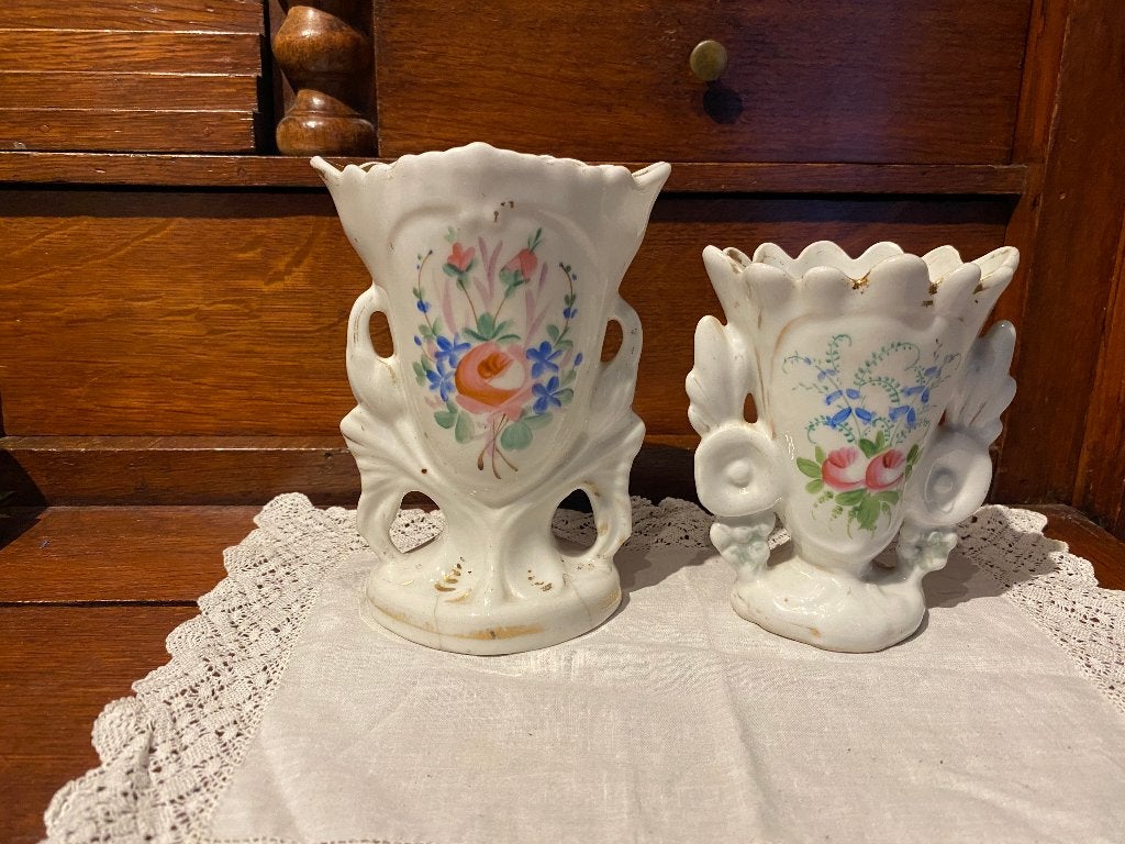 Biedermeier porseleinen bruidsvaasjes stolp Vieux de Paris , Antiek en Kunst, Ophalen of Verzenden