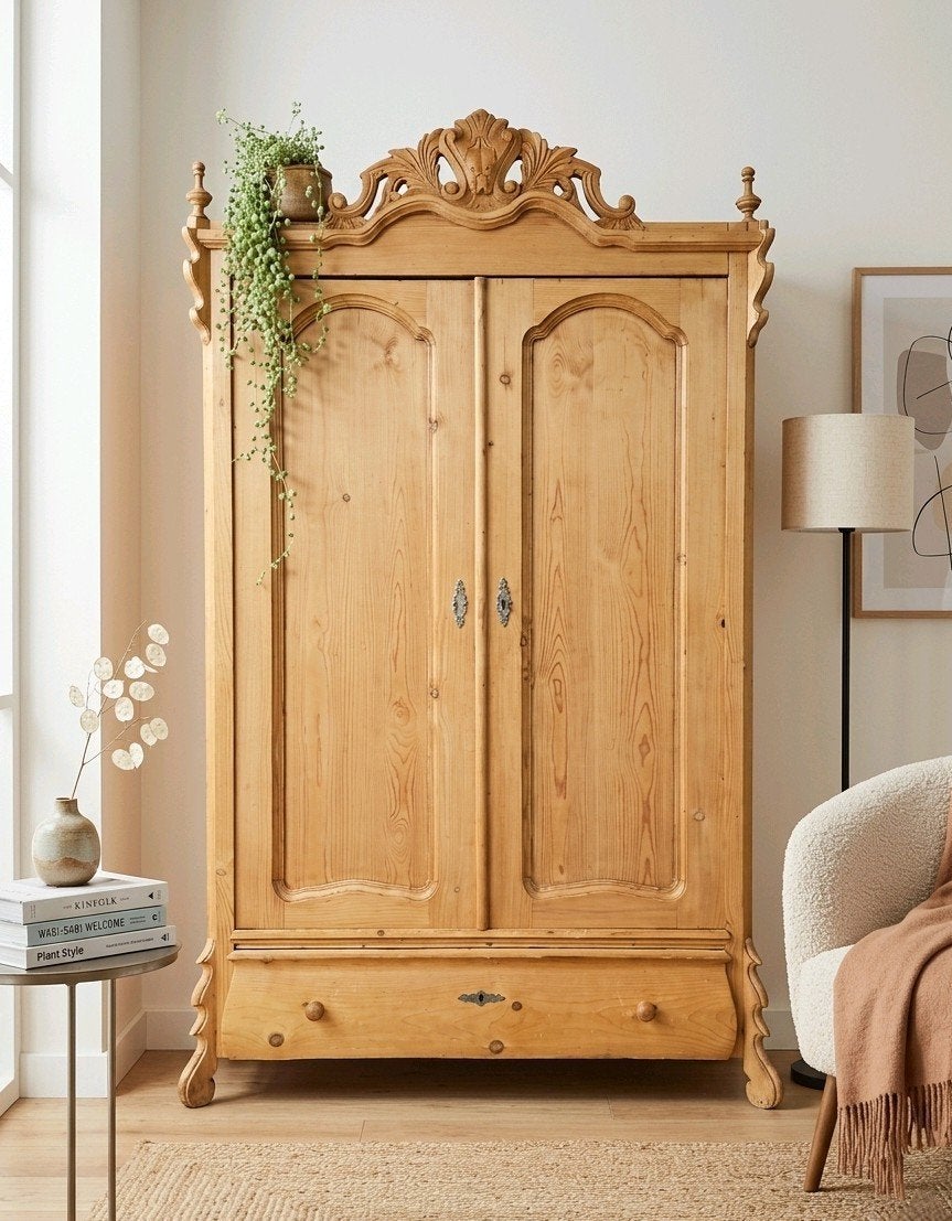 💛Antieke brocante grenen kuifkast vintage meidenkast kast, Verzenden