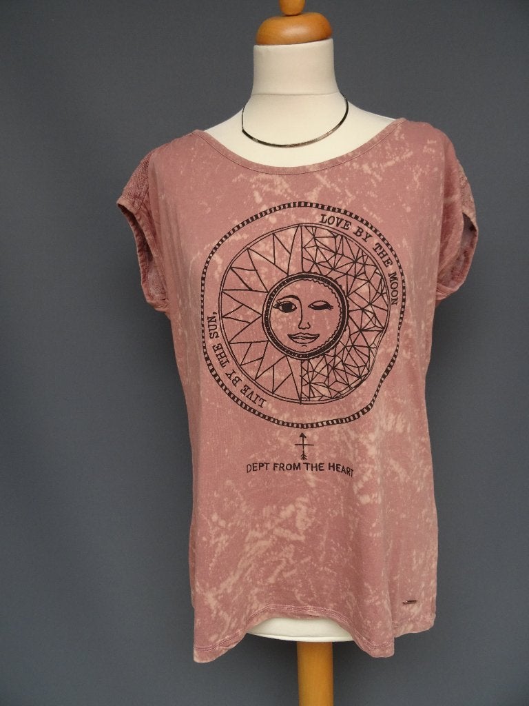 DEPT maat L, top/shirt met kanten schouders., Kleding | Dames, Maat 38/40 (M), Ophalen of Verzenden, Zo goed als nieuw, Korte mouw