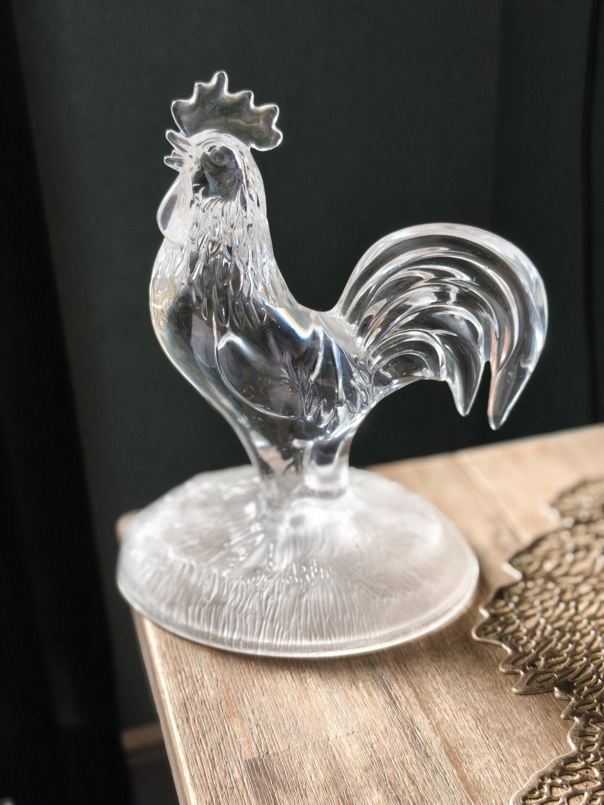 vintage kristallen haan en duif, Antiek en Kunst, Ophalen of Verzenden