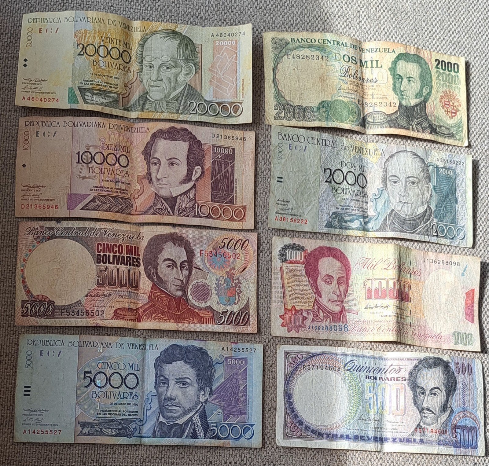 Setje Venezolaanse Bolivares bankbiljetten, Ophalen of Verzenden, Zuid-Amerika, Setje