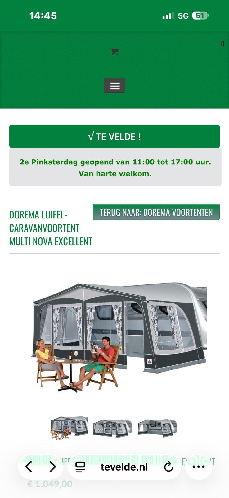Dorema voortent caravan omloop 10, Caravans en Kamperen, Caravan accessoires, Ophalen, Gebruikt
