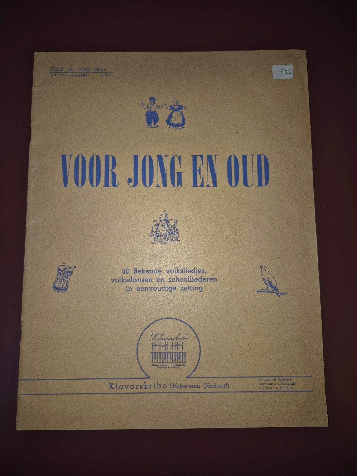 Voor Jong en Oud - 40 Bekende Volksliedjes Klavarskribo, Gebruikt, Ophalen of Verzenden, Thema, Piano